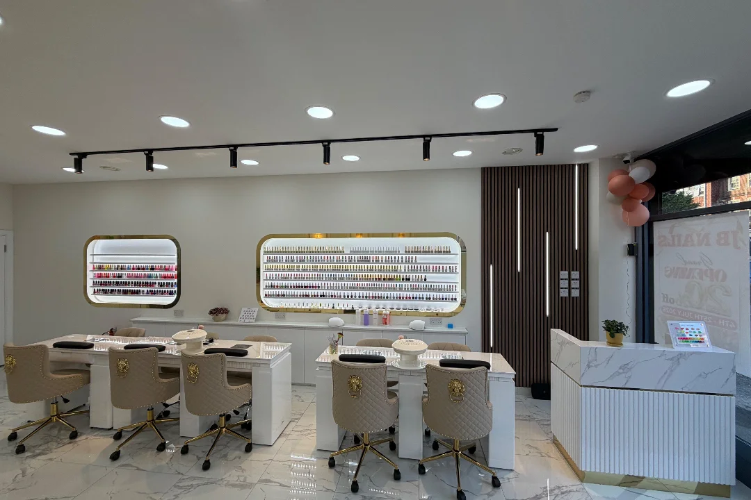 The bright, modern interior of JB Nails in Edgware